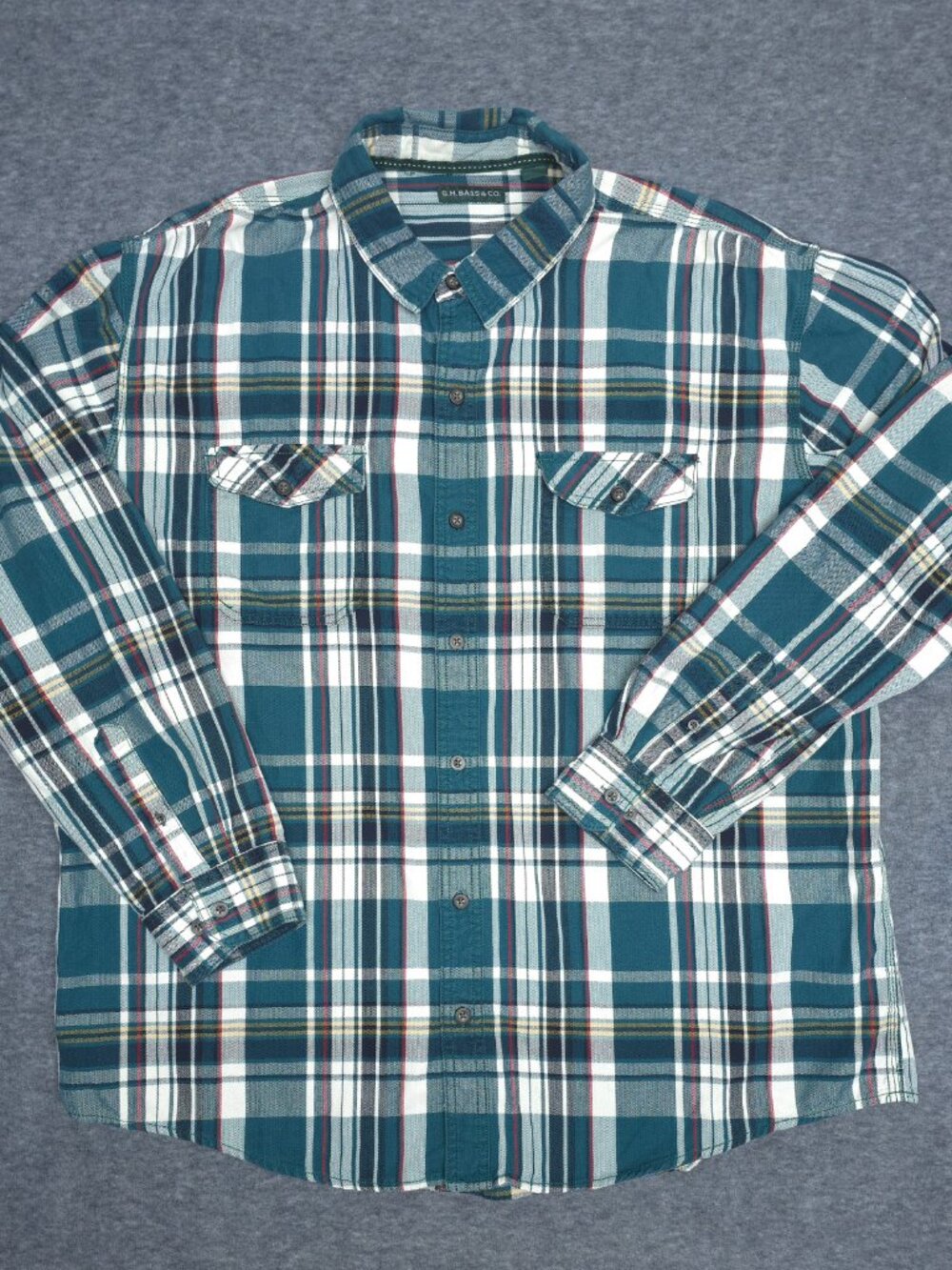 G.H. Bass & Co Flannel Shirt XXL Plaid Heavy Cotton Button Front